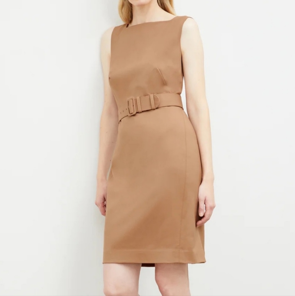 MM Lafleur Size 8 New With Tags The Cynthia Dress Washable Wool Twill in Camel - Picture 1 of 8